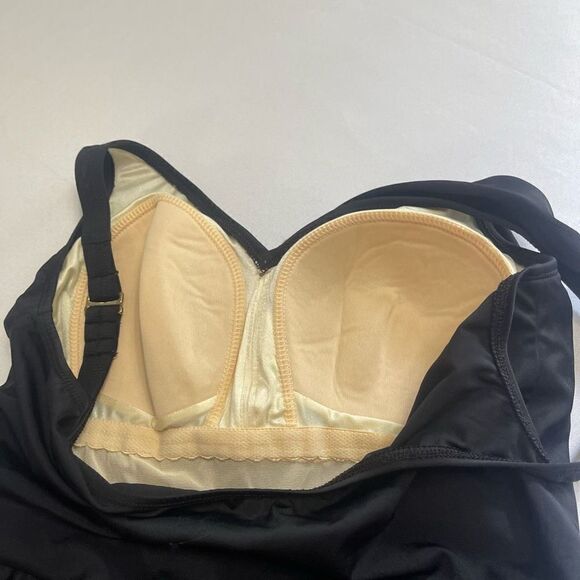 Vintage Roxanne Black Bra Sized One Piece Swimdress Size 16 40 C Union USA - Picture 9 of 9